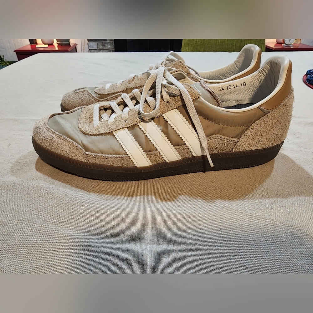 Adidas Men's Taupe and White Sneakers